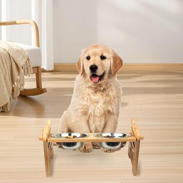 Підвищений годівниця для тварин Suerhatcon, миска для собак або котів, регульована висота, з 2 нержавіючими мисками для маленьких собак та котів