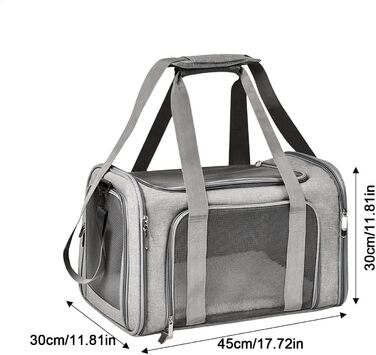 Транспортна переноска для собак Small - складана, сіра | Підходить для котів та собак середніх та маленьких порід