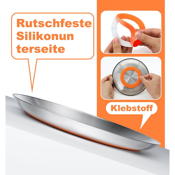 Набори мисок для котів (4 шт.) з нержавіючої сталі, проти ковзання, для вологого та сухого корму, 17 см, зручні для вусів