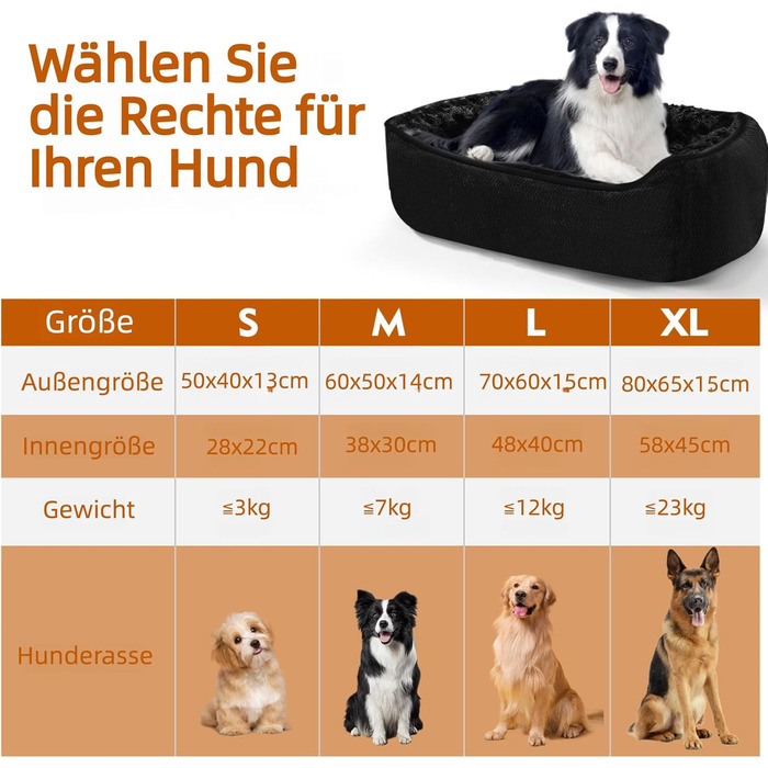 М'яке ліжко для собак Muecleao, зручне собаче ліжко з плюшу, коврик для собак та антиковзний собачий кошик для маленьких та середніх собак (Чорний, 60x50x14 см)