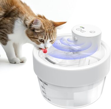 Фонтанчик для котів RUXAN 2L, тихий, з акумулятором 2200mAh, з датчиком руху, 3 режими, для котів та собак, білий (WF06/WF07), поліестер