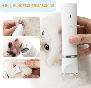 Мультитрим Про від Dr Pfoten: тиха професійна машинка для грумінгу собак 4-в-1, для догляду за лапами, анальним отвором та ділянками з ковтунами (1 шт.)