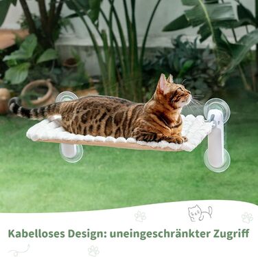 Ліжко для котів GUUSII HOME на вікно, розкладне, з присосками, 54x30 см (біле, M)