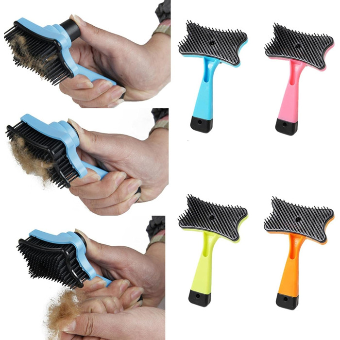 Щітка для собак та котів Pawstrip: самоочисна, для довгого та короткого волосся, 12x7.5 см, блакитна