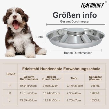 Набір з 2 мисок для собак з нержавіючої сталі LEACOOLKEY - миски для корму та води, для повільного годування, для маленьких собак, котів, тварин, сріблясті