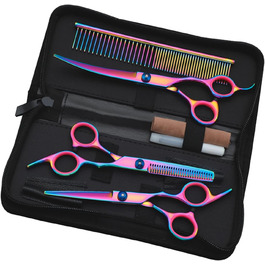 Набір для грумінгу собак, професійний, з нержавіючої сталі, безпечні кругові кінчики, 7-в-1, для собак та котів