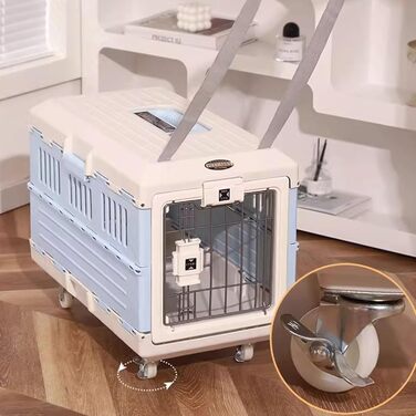 Транспортний бокс для собак та котів, складаний, блакитний, 31.5 x 55 x 36.4 см