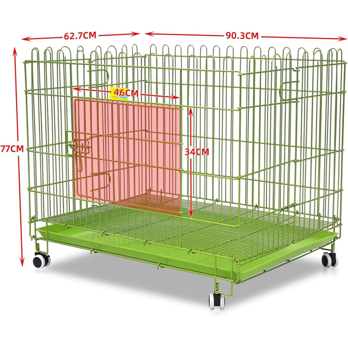 Клітка для собак, переноска для собак, складана, з металу, для маленьких та середніх собак (зелена)