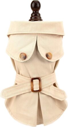 Тренч для собак PAIDEFUL, вітрова куртка-вестерн для дівчаток та хлопчиків, з поясом, для осені та зими, розмір S, колір хакі