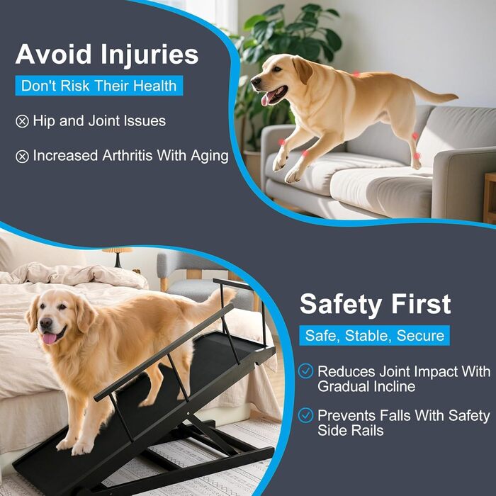 Рампа для собак на ліжко та диван, 5 ступенів, чорна, 115 см