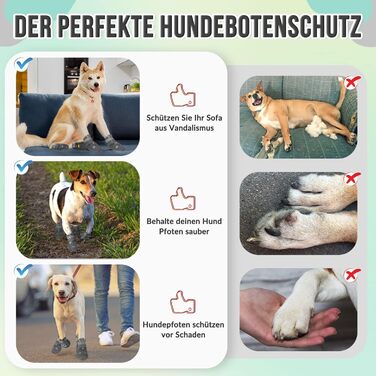 Шкарпетки для собак SlowTon - захист лап, 4 шт. - дихаючі, з антиковзкою підошвою, регульовані, світловідбиваючий кріплення. Підходять для собак маленьких, середніх та великих порід. Колір: сірий. Розмір 4: ширина 5.5 см