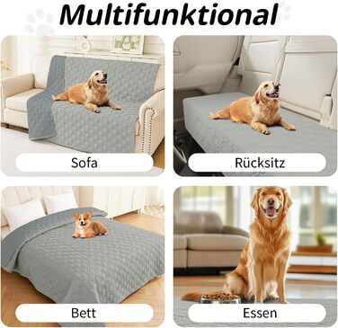 Водонепроникний килимок для собак Homaxy, двосторонній, для відпочинку вдома та на вулиці, 130x100 см / 203x173 см, сірий+темно-сірий