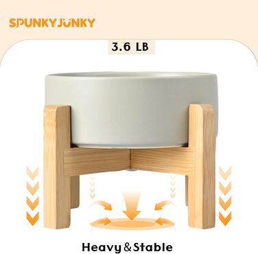 Керамічна миска для собак SPUNKYJUNKY з підставкою, підвищена, нековзна, для води та корму, для великих порід, сіра, 2 шт.