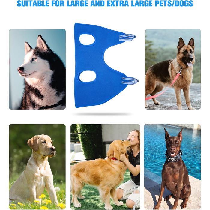 Набір для догляду за тваринами Kkiimatt 10-в-1 з гамаком для нігтів, тримером, пилочкою, гребінцем, гамаком для собак, нашийником для грумінгу (XXXL/до 63,5 кг, блакитний) Classic Edition/XXX-Large M