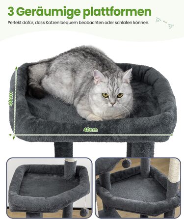 Комплекс для котів Kratzbaum XL 170 см сірий: будинок, дряпки, платформа, гойдалка