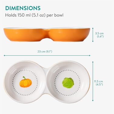 Набори мисок для тварин Navaris: для кошенят, морських свинок, кроликів - 2 шт. Кераміка, зелений/помаранчевий