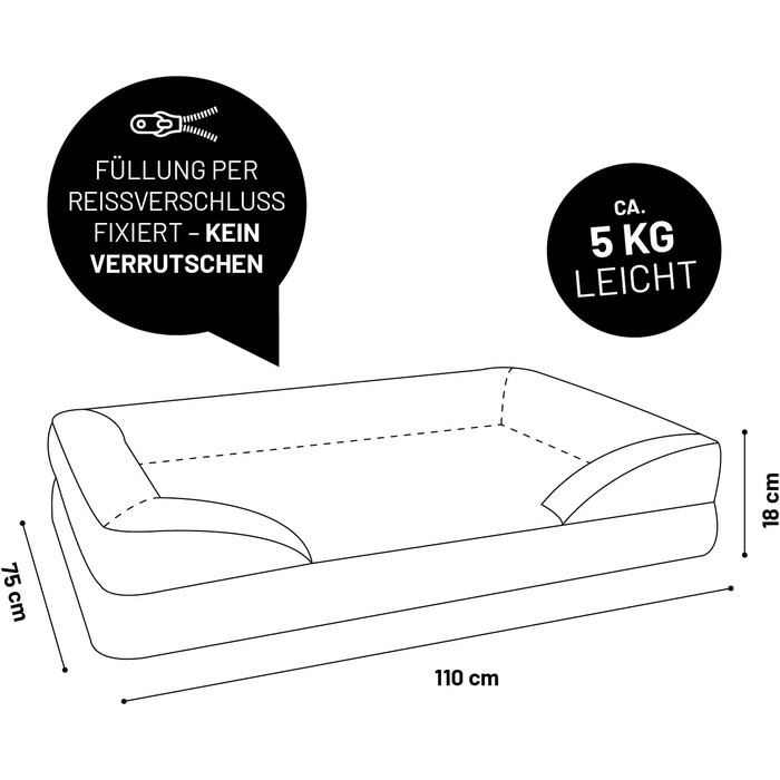 Ортопедичне собаче ліжко Lumaland для дому та вулиці | 70x60 см | для маленьких собак | водовідштовхувальне, з неслизьким дном, миється | жовтий колір