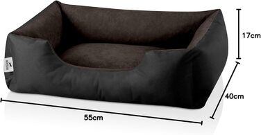 Лягушковий лежак для собак BedDog LUPI, чорно-коричневий, S, 50x35x17 см. Знімний, пральний чохол. Клітка-лежанка для маленьких собак.