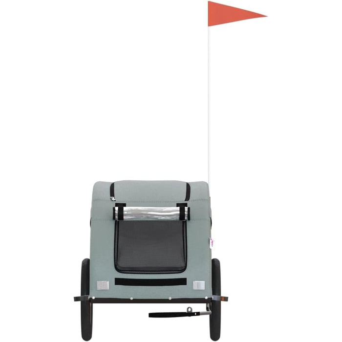 Фасба Причіп для собак, велосипедний причіп для тварин, причіп для собак з відбивачами та прапором, причіп для котів та домашніх тварин, сірий, Оксфордська тканина та метал, 137 x 68 x 72 см (Д x Ш x В)