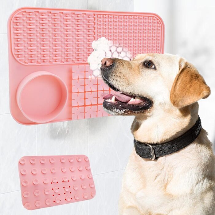 Лежак-іграшка для собак з присосками, повільний годівник, рожевий | Лежак-пазл для собак