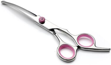 Набір професійних ножиць для собак, 4 в 1: ножиці з круглим носиком, ножиці для фінішування, прямі та вигнуті ножиці, гребінець для грумінгу, з нержавіючої сталі, для собак та котів (рожеві)