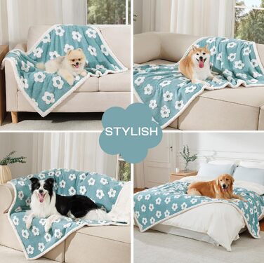 Водонепроникний коврик для собак середніх та великих порід Luciphia, теплий, м'який, з жаккардовим малюнком та Sherpa підкладкою, 85x57 дюймів (216x145 см), для захисту дивану