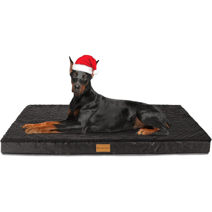 Ортопедичне ліжко для собак Patas Lague, велике, 91,4 x 61 см, м'яке, водонепроникне, з піною, знімний, пральний чохол, неслизьке дно, рожевий (JUMBO:56x40x3.5 IN, Чорний)