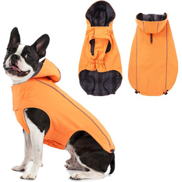 Дощовик для собак Vejaoo: водонепроникний, світловідбиваючий, з капюшоном. Підходить для малих, середніх та великих собак. Колір: помаранчевий, розмір: L