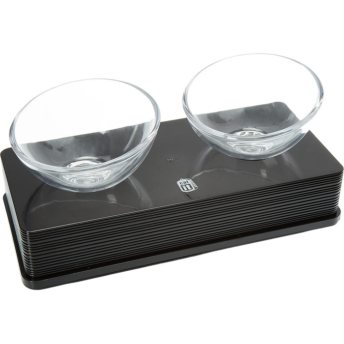 Catit Style Glass Diner - скляна годівниця для котів, піднята, чорна, глянцева, 2 x 200 мл