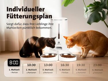 Автоматична годівниця Molly&Cody для котів і собак, 4 л, сухий корм, з таймером, 2 миски, LED-дисплей, захист від дітей, подвійне живлення