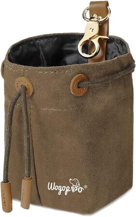 Сумка для корму для собак, канвас, з кліпсою та шнуром, для тренувань (колір: коричневий)