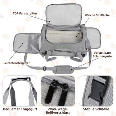 Складана переноска для собак та котів, транспортна сумка для подорожей, авто, літака. Легка, дихаюча переноска для маленьких та середніх котів, кроликів, цуценят