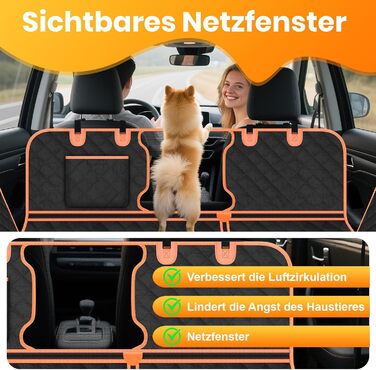 Захист для заднього сидіння авто для собак, 600D, водовідштовхувальний, стійкий до подряпин, з боковими захистами та оглядовим вікном, універсальний, для собак