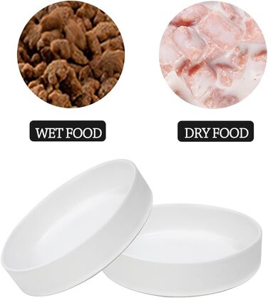 Набір мисок для котів з кераміки, 3 шт. – миски для котів та кошенят, 15 x 4 см, білий