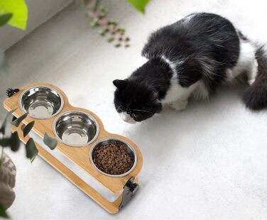 Набір мисок для котів та цуценят 3 шт. з регульованою висотою - Ергономічна годівниця з нержавіючої сталі