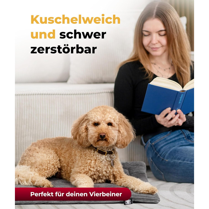 Килимок для собак з наповнювачем, розмір M (65x95 см) – двосторонній, миючий – теплий, комфортний – антрацит, Made in Germany