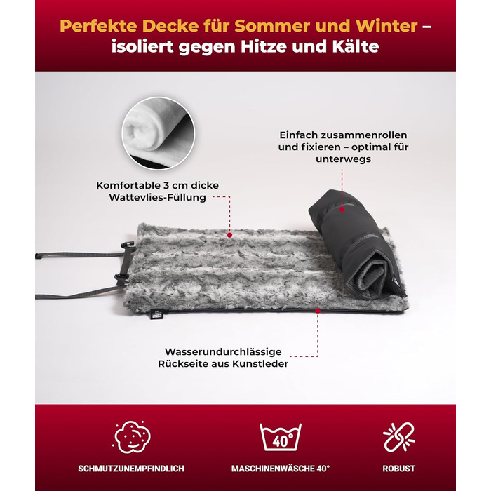 Німецька туристична ковдра для собак Outdoor, міцна та водонепроникна, 40°C, з наповнювачем 3 см (55x75 см, 85x120 см, Shadow)