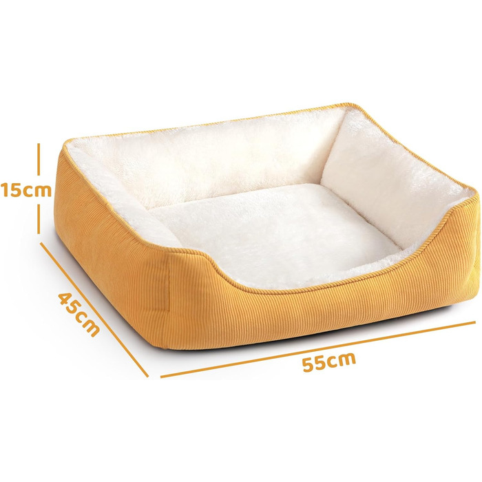 Ліжко для котів та собак Hollypet, м'яке, дихаюче, 55x45x15 см, жовте