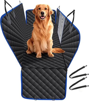 Накладка на сидіння автомобіля для собак SUPERWSLING, чорно-сіра, з захистом боків та сіткою, вологостійка, з ременями безпеки та захистом багажника