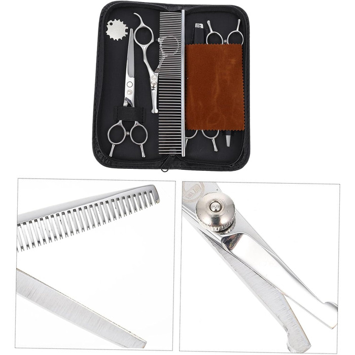 Ножиці для стрижки шерсті собак з нержавіючої сталі - практичні ножиці для грумінгу домашніх тварин з округлими кінцями для точного підстригання шерсті та безпечної роботи