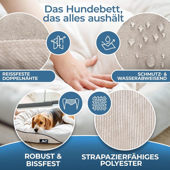 Ортопедичне ліжко для собак - диван для малих, середніх та великих собак | миється, не слизьке, ергономічне | кошик для собак, спальні місця для домашніх тварин та меблі, лежанка для собак | Champ’s Nap (S)