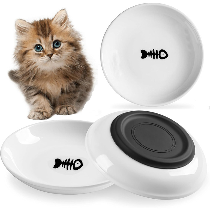 Набір мисок для котів з кераміки (3 шт.) з антиковзними килимками - Katzennapf