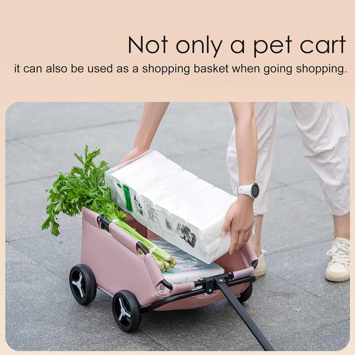 Дитяча коляска для котів та маленьких собак, переносна клітка для тварин на колесах, складна, легка, рожева