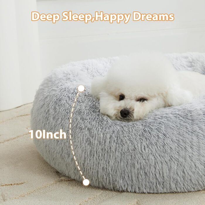 Крісло-гніздочко для собак великих порід WNPETHOME, заспокійливе, анти-стрес, м'яке, плюшеве, сірого кольору, 91x91x25 см