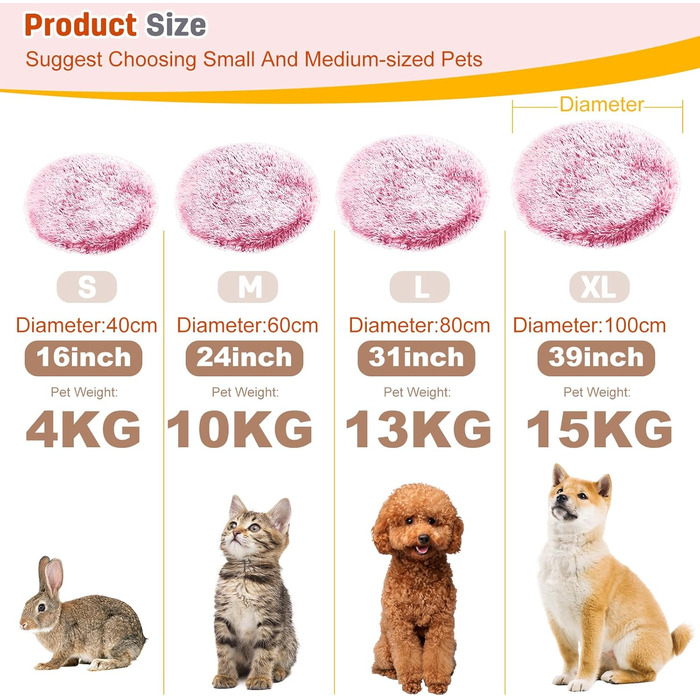 М'яке ліжко для собак Petcute, рожеве, 40x40 см - тепле, зручне, з неслизьким дном