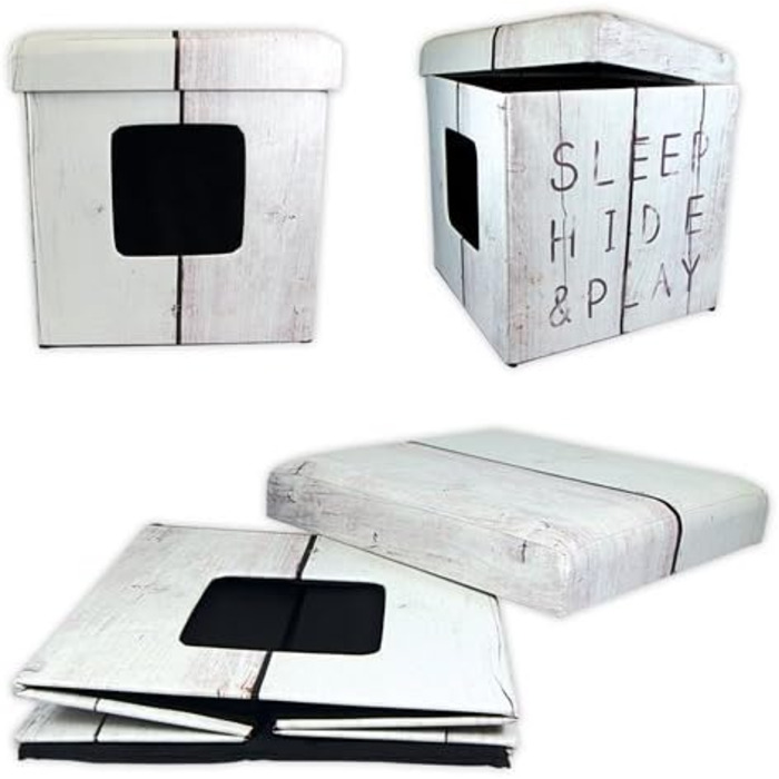 Кішка-будиночок/пуф D&D 434-431603 для сну, ігор та відпочинку, білий