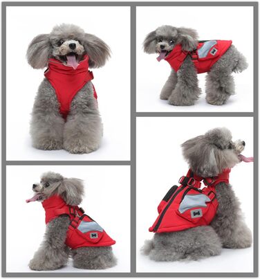 Зимова куртка для собак, тепла флісова підкладка, водонепроникна та вітронепроникна, для малих, середніх та великих собак (XL, червоний)