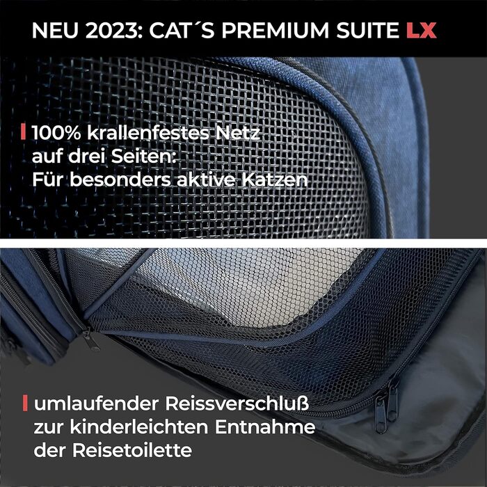 Транспортна переноска для котів You Decide Munich Cat Suite LX Marine з туалетом, складна, для великих котів