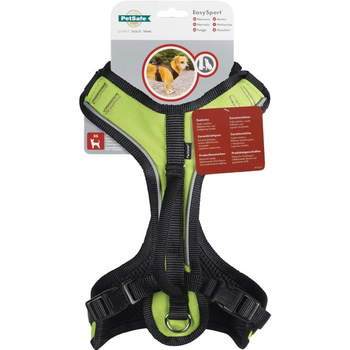 Шлея для собак PetSafe EasySport XS, повністю м'яка, еластичний комір, для собак 6,8-11,3 кг, зелена