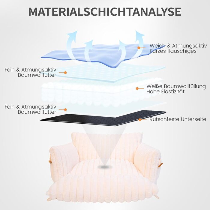 Софа для котів CheerPals Extended Katze – велике м'яке ліжко для котів та маленьких собак знімний, зручний дизайн, 63 x 55–66 см